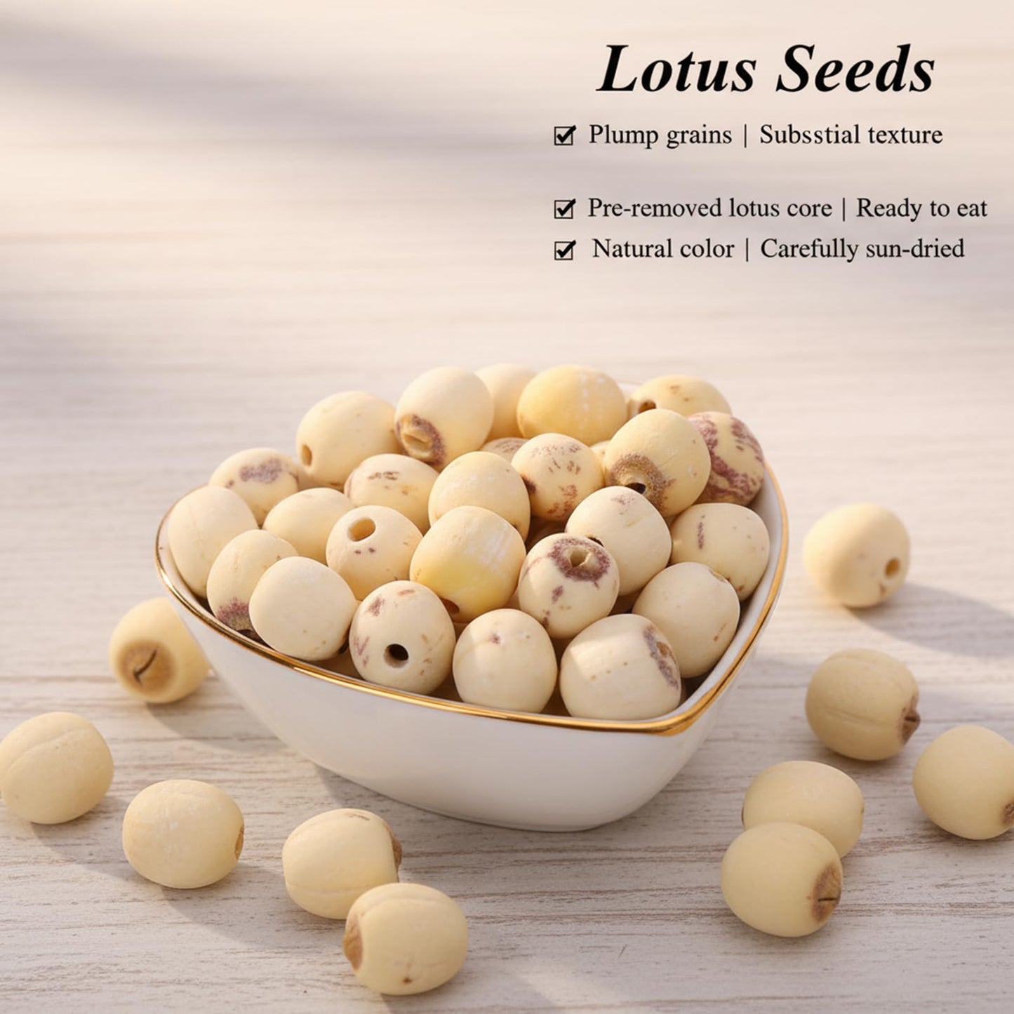 Dried Lotus Seeds 10.58Oz/300g,Dried white lotus seeds, Perfect for Lotus Seed Sweet Dessert Soup, Paste, Cooking Porridge and Soup Raw Materials ??