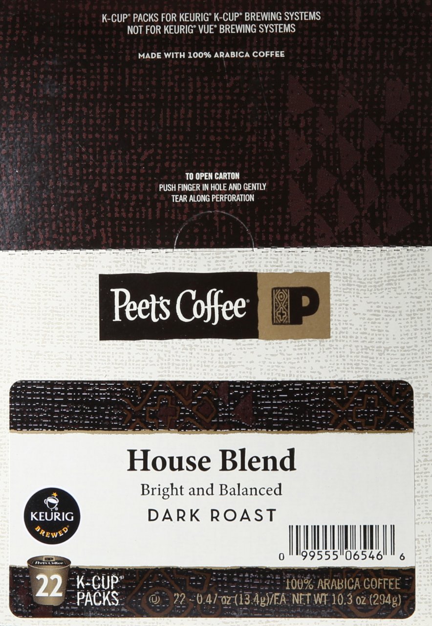 Peet's Coffee & Tea House Blend K-Cup Pack for Keurig K-Cup Brewers, 22 Count