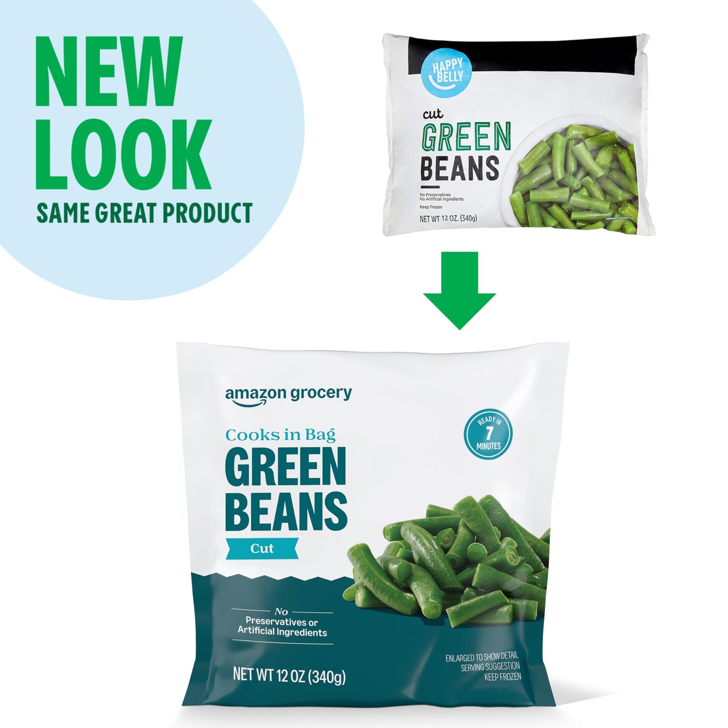 Amazon Grocery, Green Beans, Cut, 12 Oz, Frozen