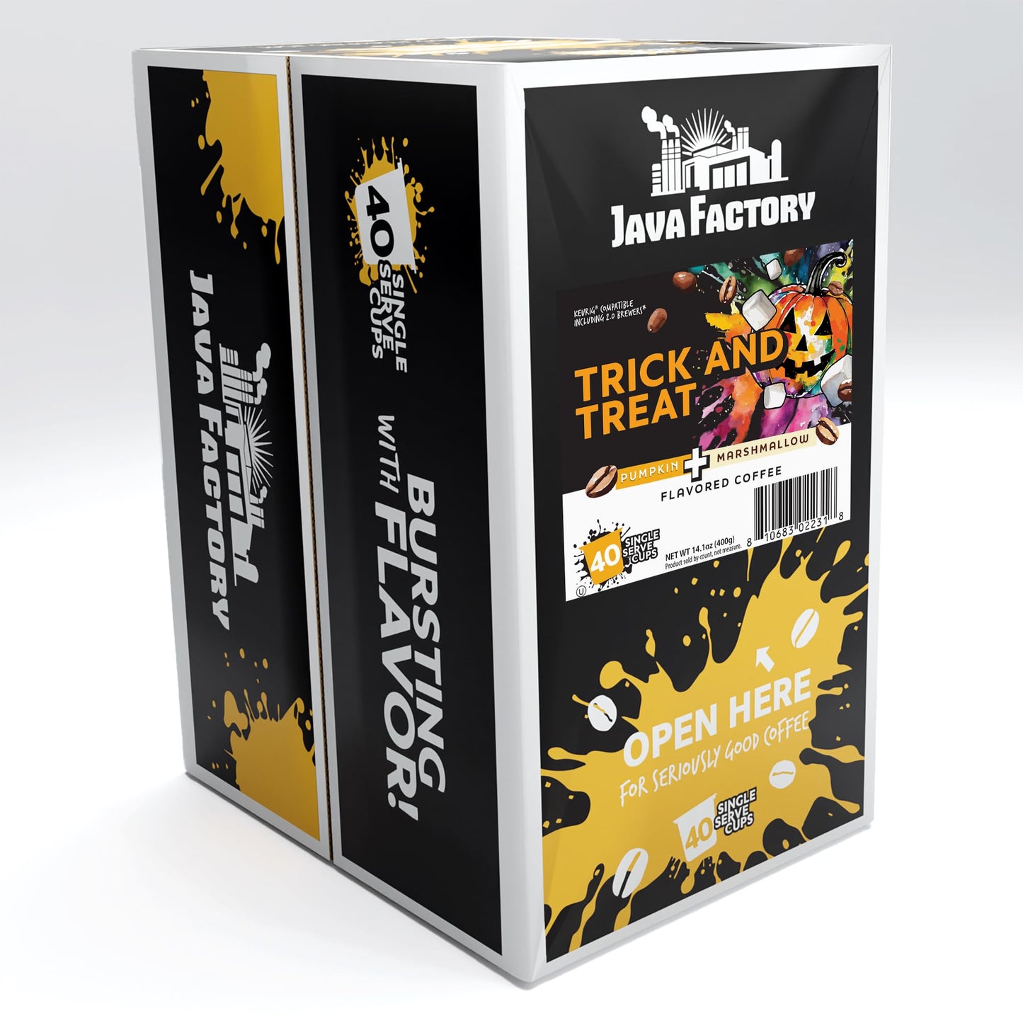 Java Factory Coffee Pods Pumpkin and Marshmallow Flavored Coffee Compatible with K Cup Brewers Including 2.0, Trick and Treat, 40 Count