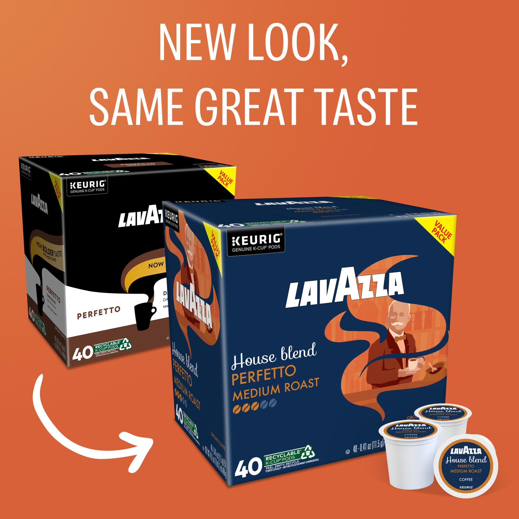 Lavazza House Blend Perfetto, Single-Serve Keurig K-Cup Pods, Medium Roast Coffee, 40-Count Box