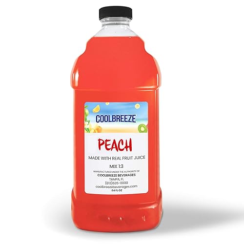 Coolbreeze Peach Frozen Drink Machine Mix - Ready to Use Slush Flavor Syrup - 1/2 Gallon Bottle