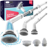 Electric Spin Scrubber, 360 Cordless Powerful Scrub Brush for Cleaning Bathroom, Tile, Floor, Tub & Shower with Adjustable Extension Handle and 3