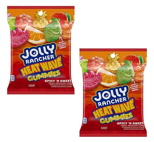 Jolly Rancher Heat Wave Gummies - Pack of 2 - Spicy and Sweet - Mango, Watermelon, Lime, Pineapple and Citrus Punch