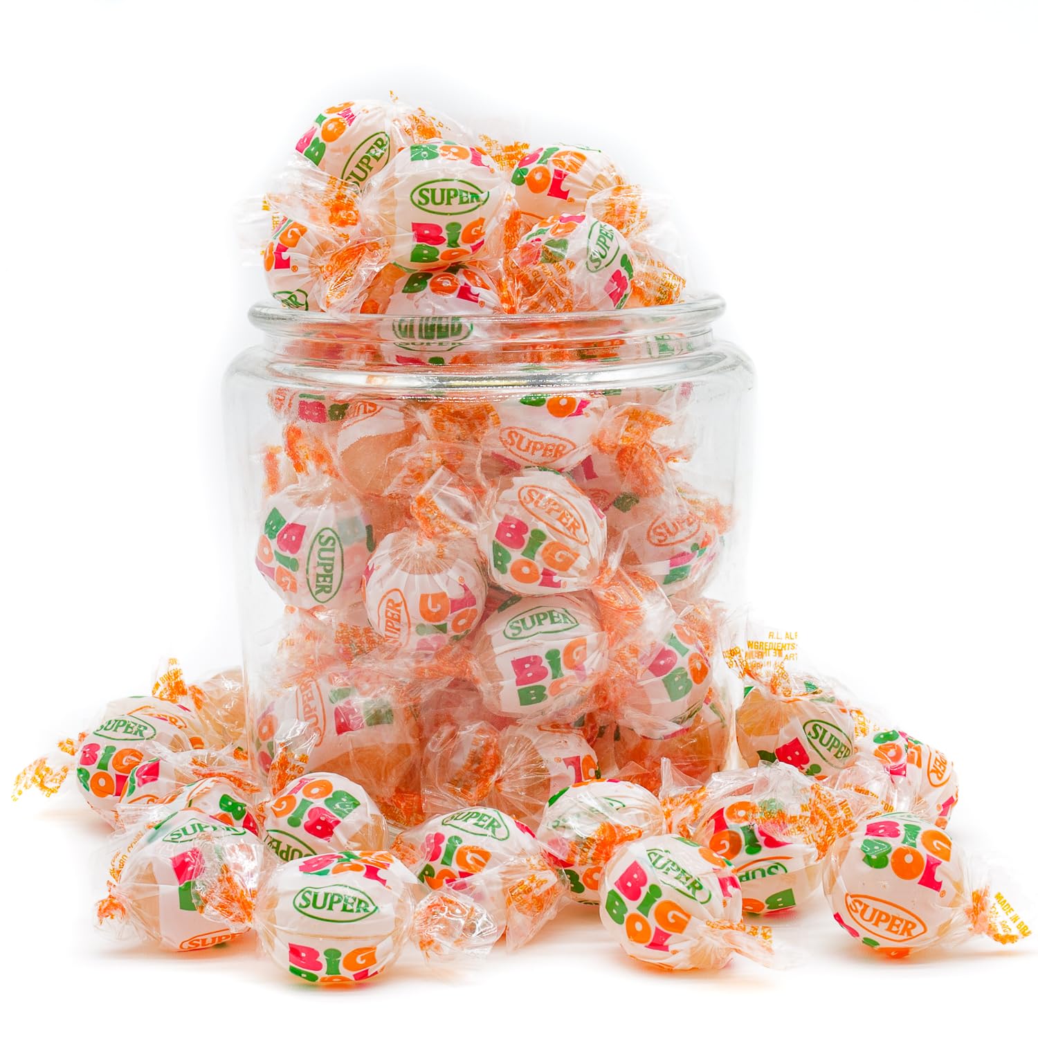 Super Big Bol Bubble Candy Gum 14 oz - SUPER SIZE, Bulk Bag, Fruit Flavored, Nostalgic Gum, Individually Wrapped, Dual Taste & Texture (31 Pieces)