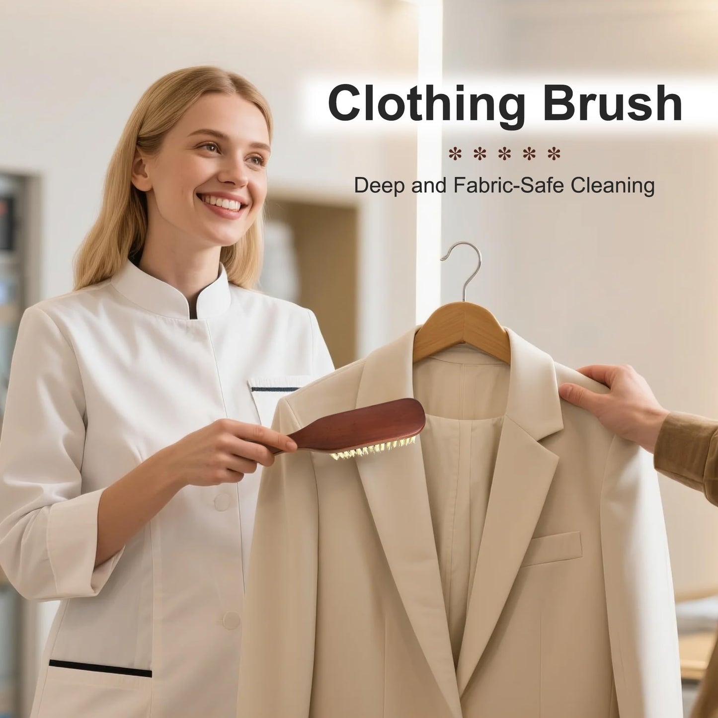 Clothing Brush & Lint Remover for Clothes - for Sweaters, Suits, Cashmere, Wool, Velvet, Suede Jackets - Pet Hair Removal Brush with Natural Solid