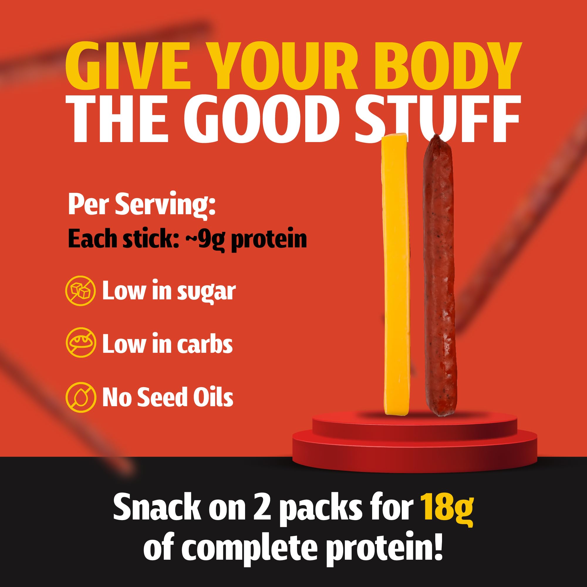 Long John Snacks Meat and Cheese Sticks - Original Smoked Sausage & Real Wisconsin Cheddar Cheese Stick - High Protein Snacks Made from Premium USA