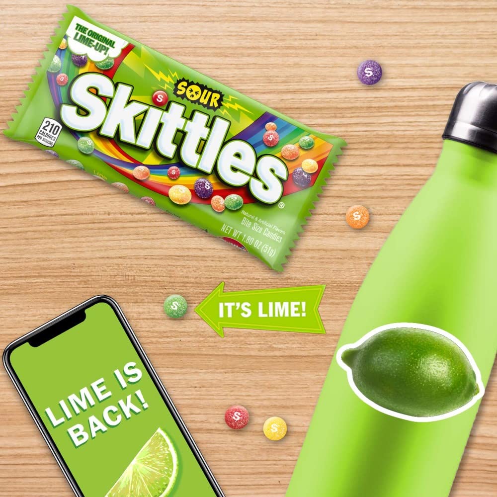 SKITTLES Sour Candy, Full Size, 1.8 oz Bag