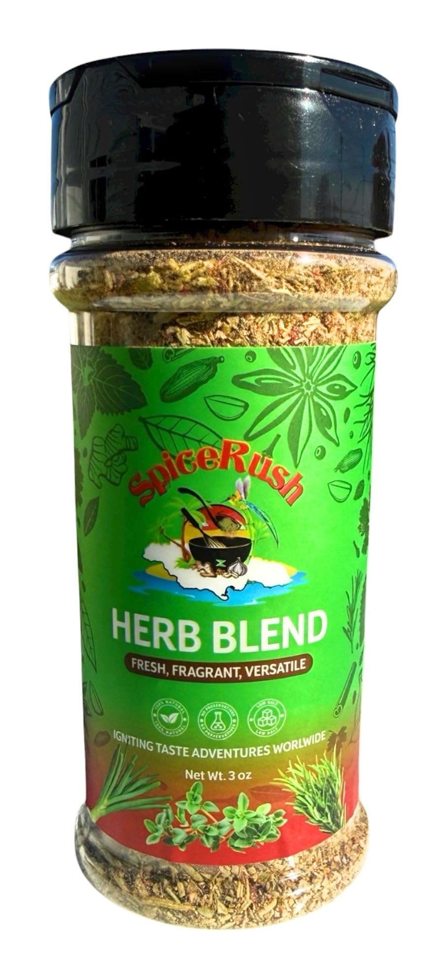 SpiceRush Premium Herb Blend Seasoning - 3 oz | All Natural Dry Seasoning Blend | Mixed Herbs Seasoning with Rosemary, Thyme & Oregano | Flavor Time