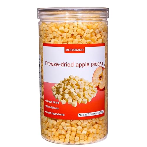 MOCKRAND Freeze Dried Apple Diced,5.29oz/150g,No Sugar Added,Apple Crisps, Freeze Dried Fruit, Fruit Snacks,for Cereal, Yogurt,Cake, Baked