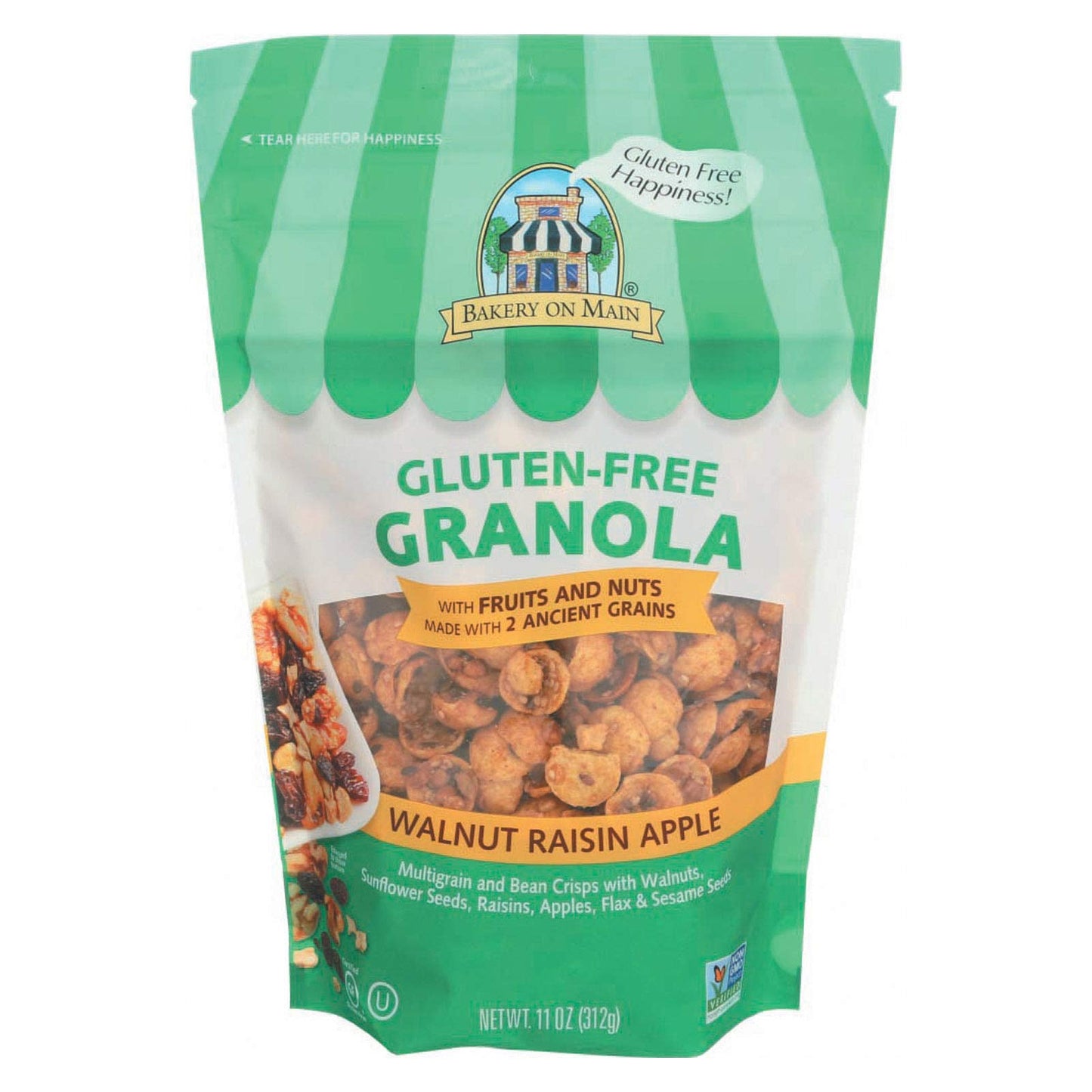 Bakery On Main Apple Raisin Walnut Granola Gluten Free 12 oz. ( pack of 36)