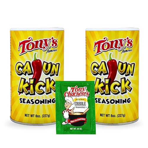 Tony's Cajun Kick Seasoning Creole and Cajun Seasoning Canisters (2 Pack, Cajun Kick)