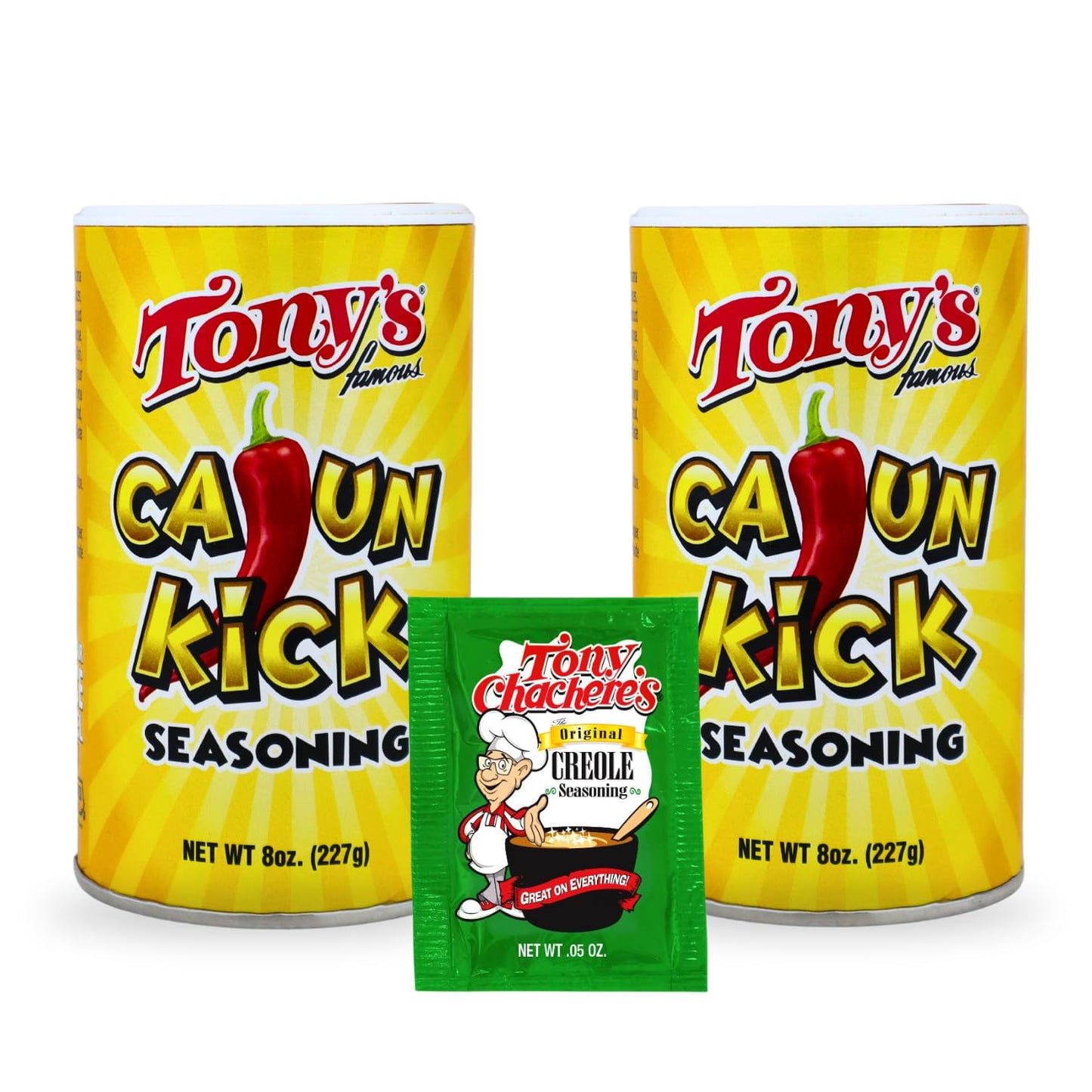 Tony's Cajun Kick Seasoning Creole and Cajun Seasoning Canisters (2 Pack, Cajun Kick)
