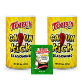 Tony's Cajun Kick Seasoning Creole and Cajun Seasoning Canisters (2 Pack, Cajun Kick)