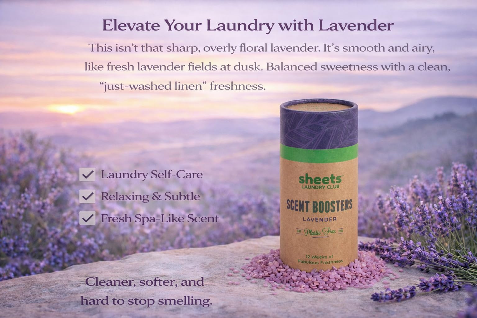 Sheets Laundry Club Laundry Scent Booster Beads Lavender, 4-Pack, Calming Floral Fragrance, Long-Lasting Freshness
