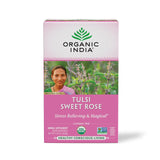 Organic India Tulsi Sweet Rose Herbal Tea - Holy Basil, Stress Relieving & Magical, Immune Support, Adaptogen, Vegan, USDA Certified Organic, Non-GMO