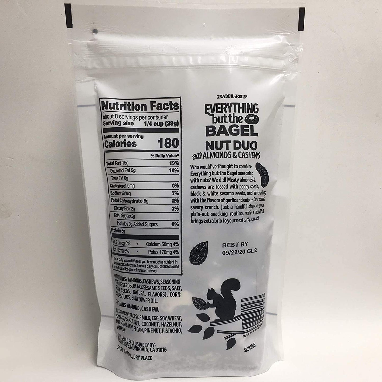 Trader Joe's Everything But The Bagel Nut Duo With Almonds & Cashews, 3 Pack