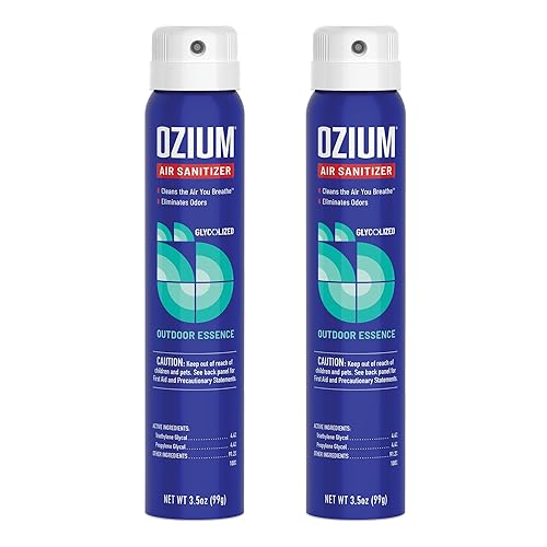 Ozium 3.5 Oz. Air Sanitizer & Odor Eliminator for Homes, Cars, Offices and More, Outdoor Essence Scent, 2 Pack