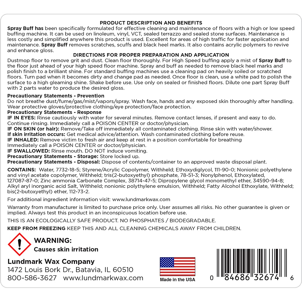 Lundmark Floor Maintainence Spray Buff Compound, 1-Gallon, 3267G01-4