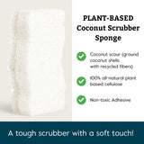 Grove Co. Sponges, Natural Coconut Scrubber Kitchen Sponge, Dual-Sided, Non-Scratch, Super Absorbent Plant-Based Cellulose with Coconut Husk Scourer