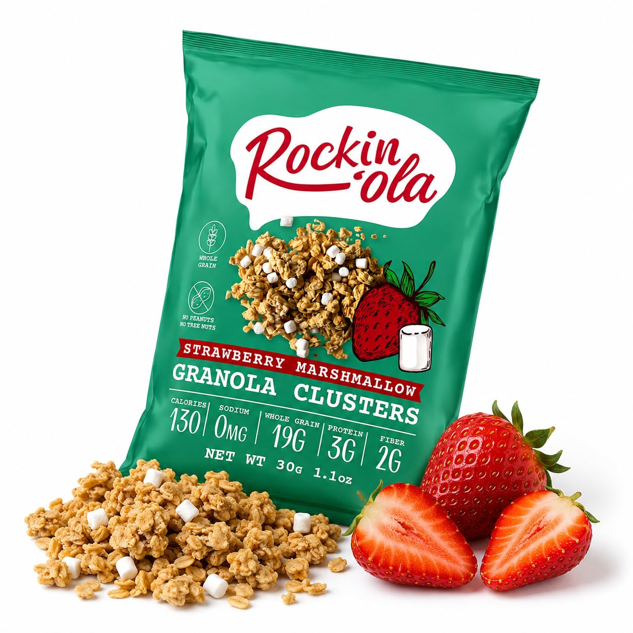 Rockin'Ola Granola Clusters, Quick Breakfast Snack, Allergen Free, No Artificial Flavors, Colors or Preservatives, On-The-Go Healthy Snack Packets (25