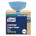Tork Industrial Paper Wiper Blue W24, Pop-up Box, 10 x 90 Sheets, 440245A