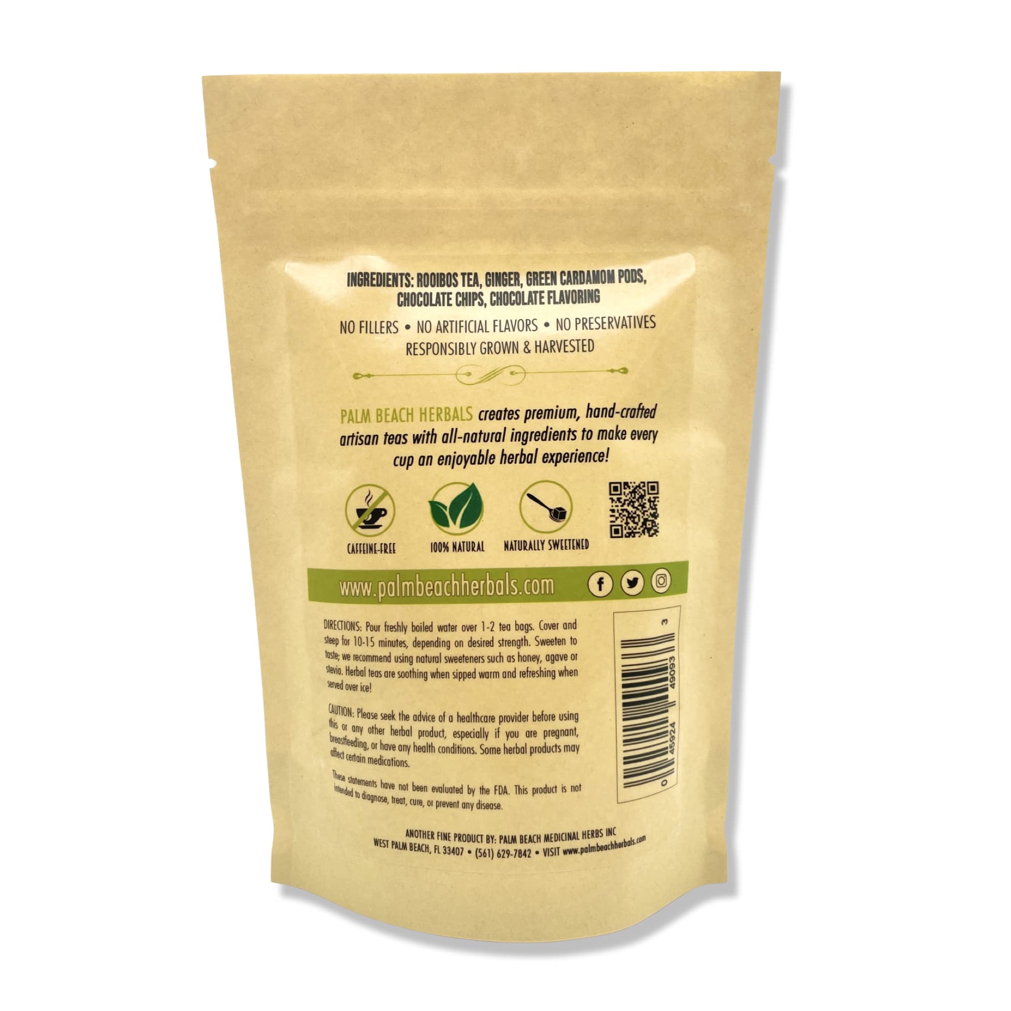 Palm Beach Medicinal Herbs - Herbal Chocolate Chai Tea, 30ct