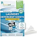 Laundry Detergent Sheets Fresh Linen Scent - 80 Loads, Ultra Concentrated Liquidless Soap - Tough on Stains, Eco Travel Friendly Laundry Sheets