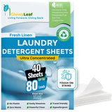 Laundry Detergent Sheets Fresh Linen Scent - 80 Loads, Ultra Concentrated Liquidless Soap - Tough on Stains, Eco Travel Friendly Laundry Sheets