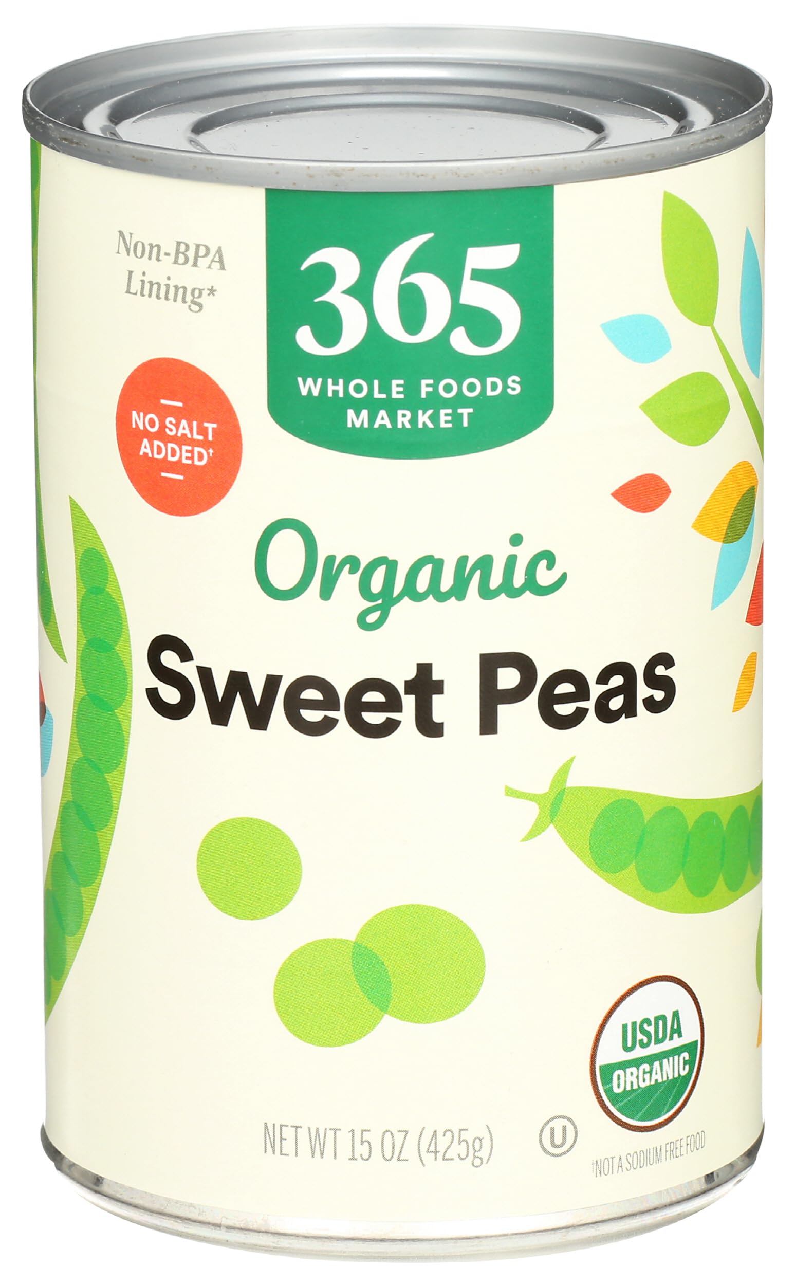 365 by Whole Foods Market, Organic Sweet Peas No Salt Added, 15 oz