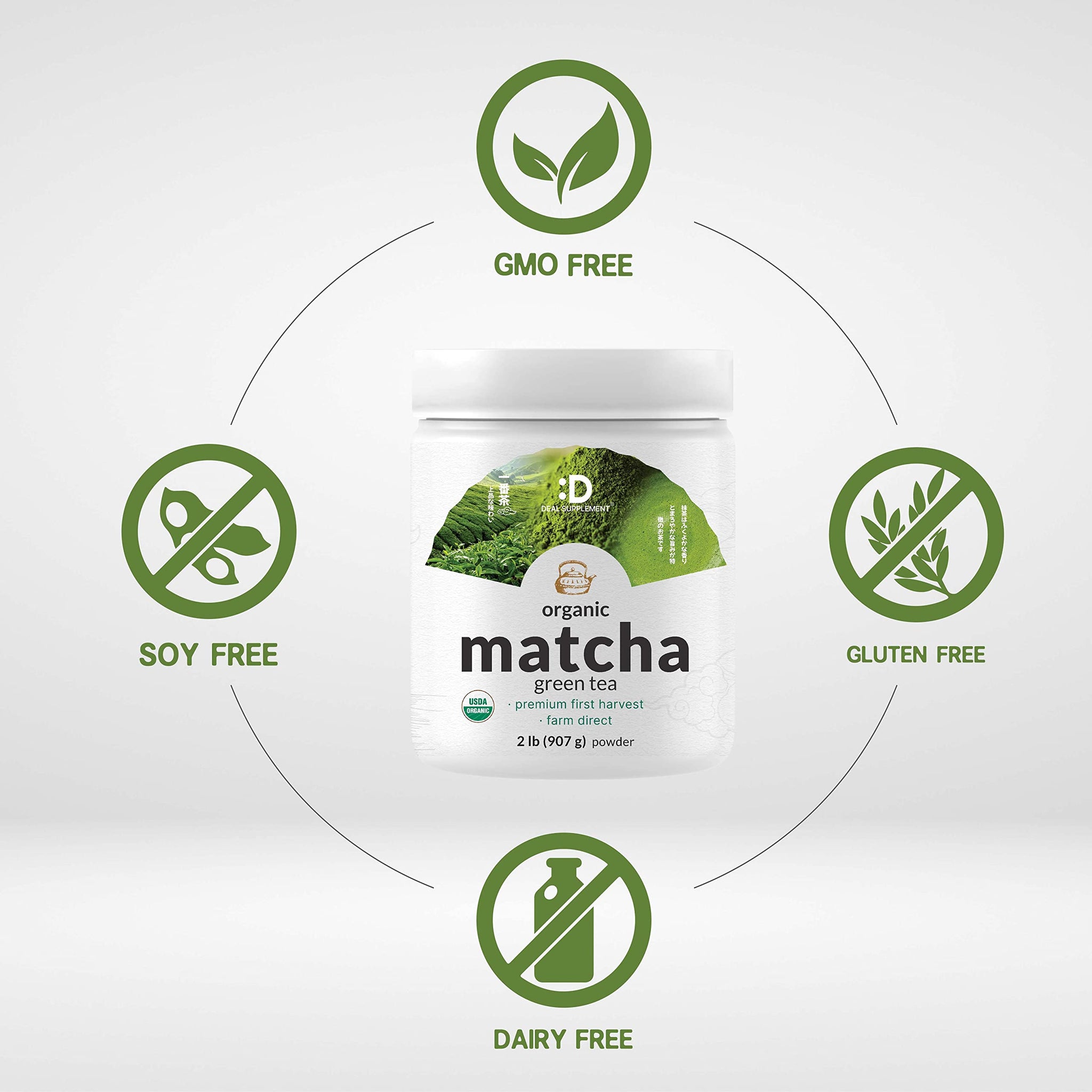Organic Matcha Green Tea Powder, 2 lb (907g) | First Harvest, Culinary Grade | Japanese Sourced Cafe Mix | Zero Sugar, Keto Friendly, Non-GMO