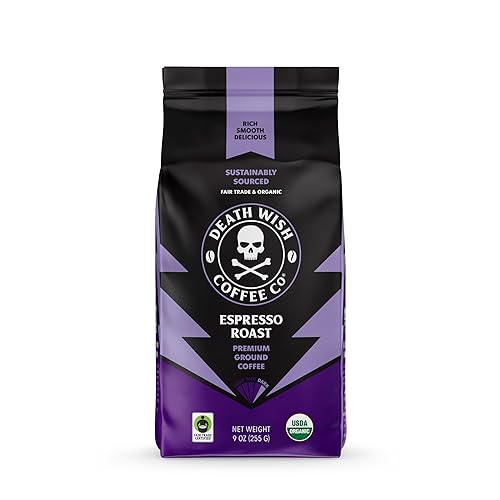 Death Wish Coffee Co Organic Espresso Roast Ground Coffee, 9 OZ