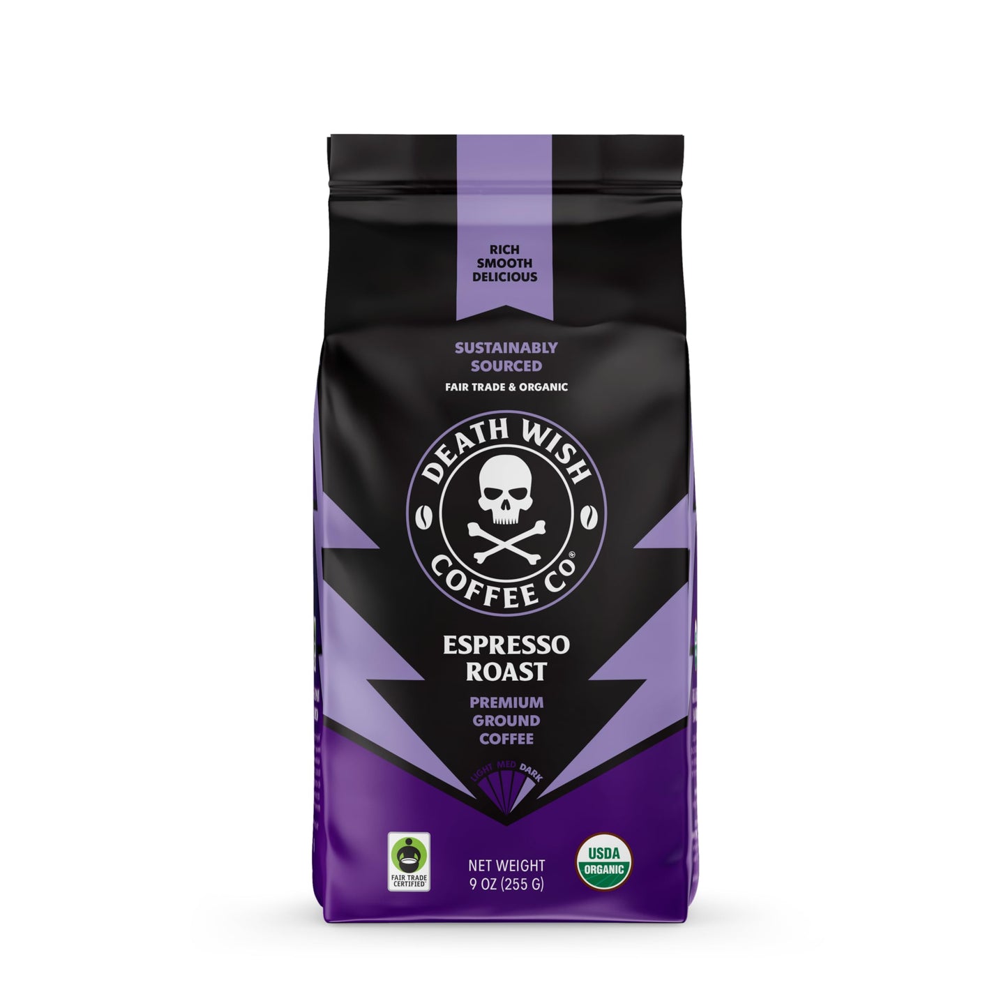 Death Wish Coffee Co Organic Espresso Roast Ground Coffee, 9 OZ