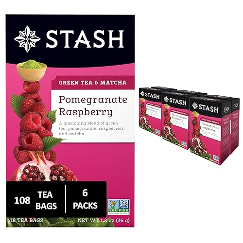 Stash Tea Pomegranate Raspberry & Matcha Green Tea - Caffeinated, Non-GMO Project Verified Premium Tea with No Artificial Ingredients, 18 Count (Pack