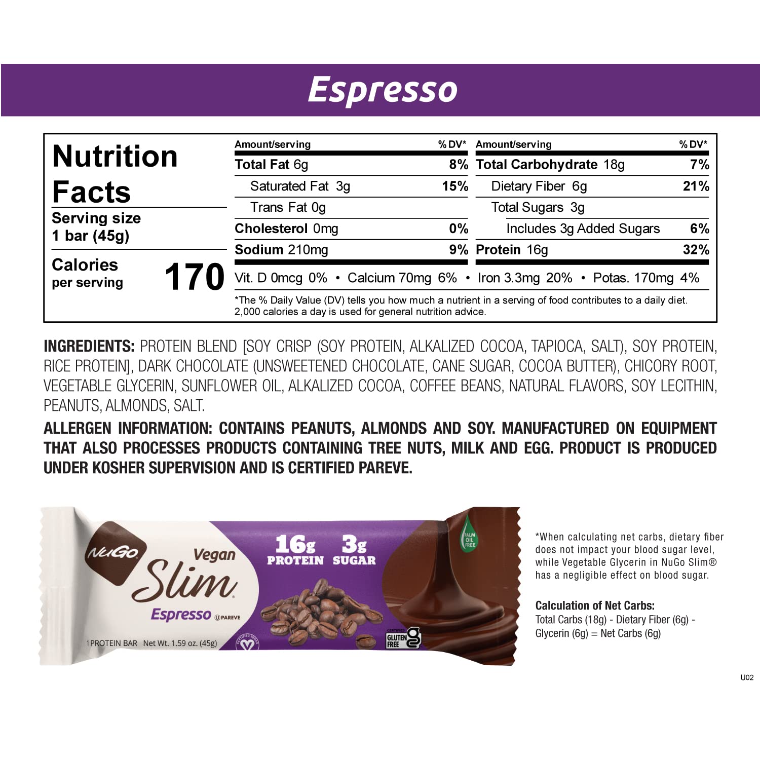 NuGo Slim 12ct Variety 16-17g Protein, 3g Sugar, High Fiber, Low Net Carb, Keto Friendly, Gluten Free