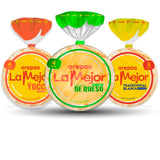 LA MEJOR Variety Pack with Stuffed Cheese, Yucca & Traditional White Arepas (3 Pack) | Authentic Colombian Latin Food Combo | Gluten-Free, Artisanal