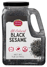 Black Sesame Seeds 7 LB Bulk Jar - All Natural, Pure, Non-GMO, Freshly Packed Sesame Seeds, Unhulled & Gluten Free by Spicy World