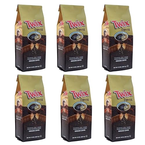 Milk Chocolate Caramel Twix Cookie Bar Flavored Coffee, Medium Roast Ground - 10 Ounce (Pack of 6)