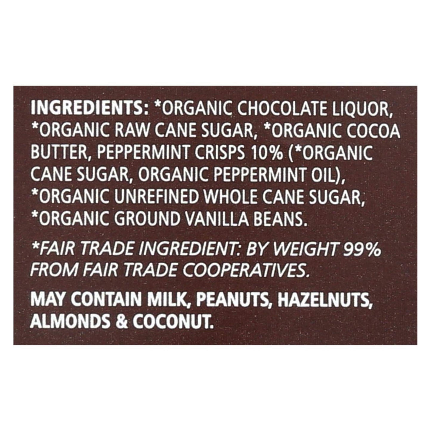 Equal Exchange Organic Mint Crunch Dark Chocolate Bar, 2.8 Ounce -- 12 per case.