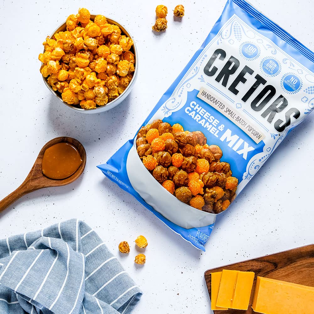 G.H. Cretors’ Gourmet Caramel Corn Popcorn - Irresistible Cheese & Rich Caramel Flavor in Convenient Individual Bags, 7.5 Oz (6 Pack)