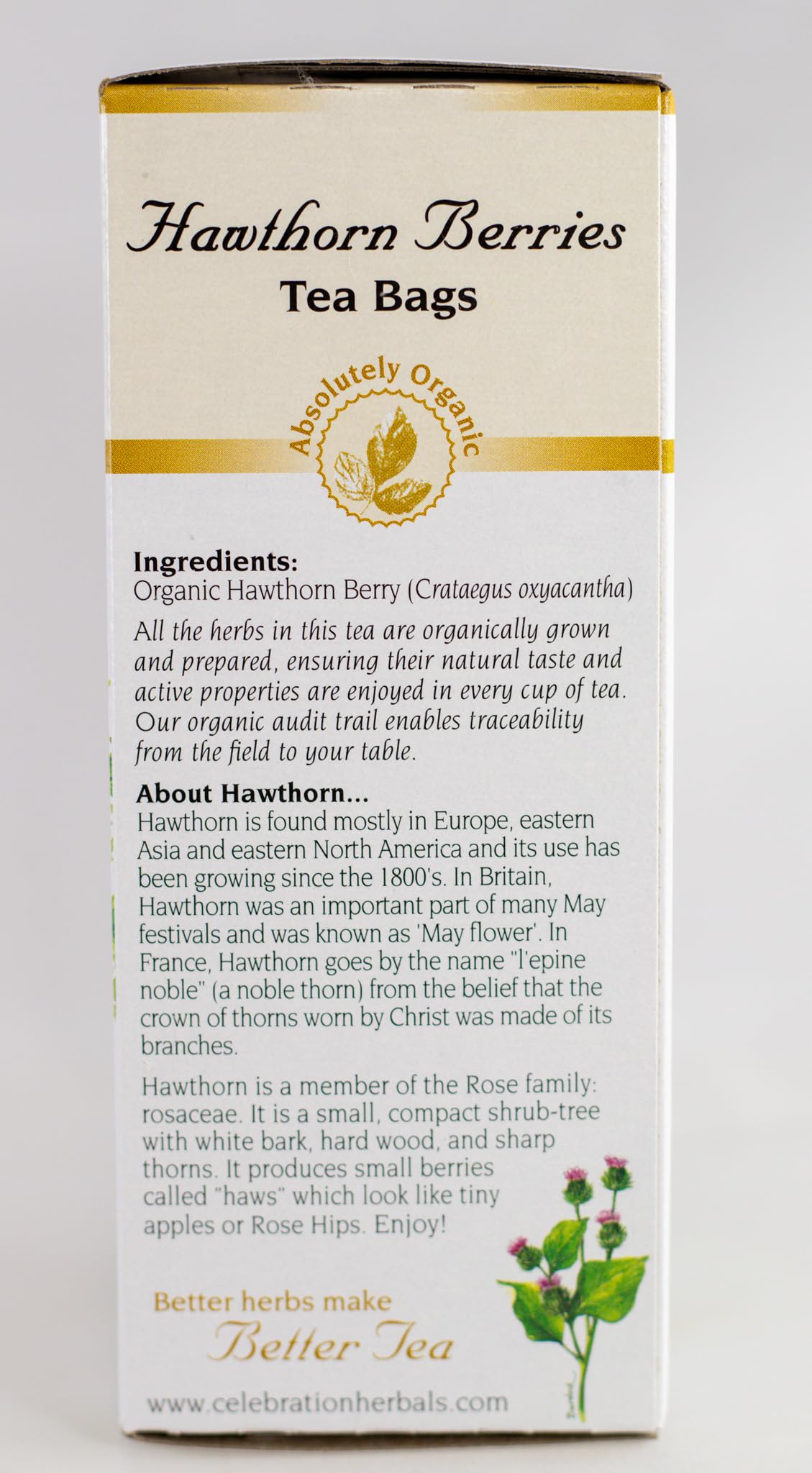 Celebration Herbals Organic Hawthorne Berries Tea Bags 24 Count