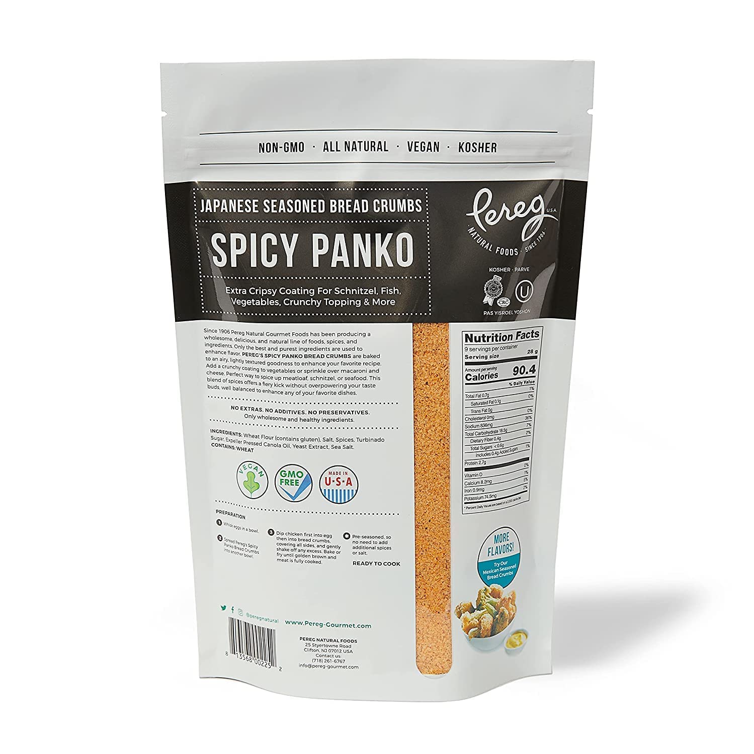 Pereg Spicy Panko Bread Crumbs - (9 Oz x 6 Pack) - Breadcrumbs with Hot Spicy Flavor - Best for Coating & Stuffing - Schnitzel, Seafood, Poultry, Vegetables, Meatballs