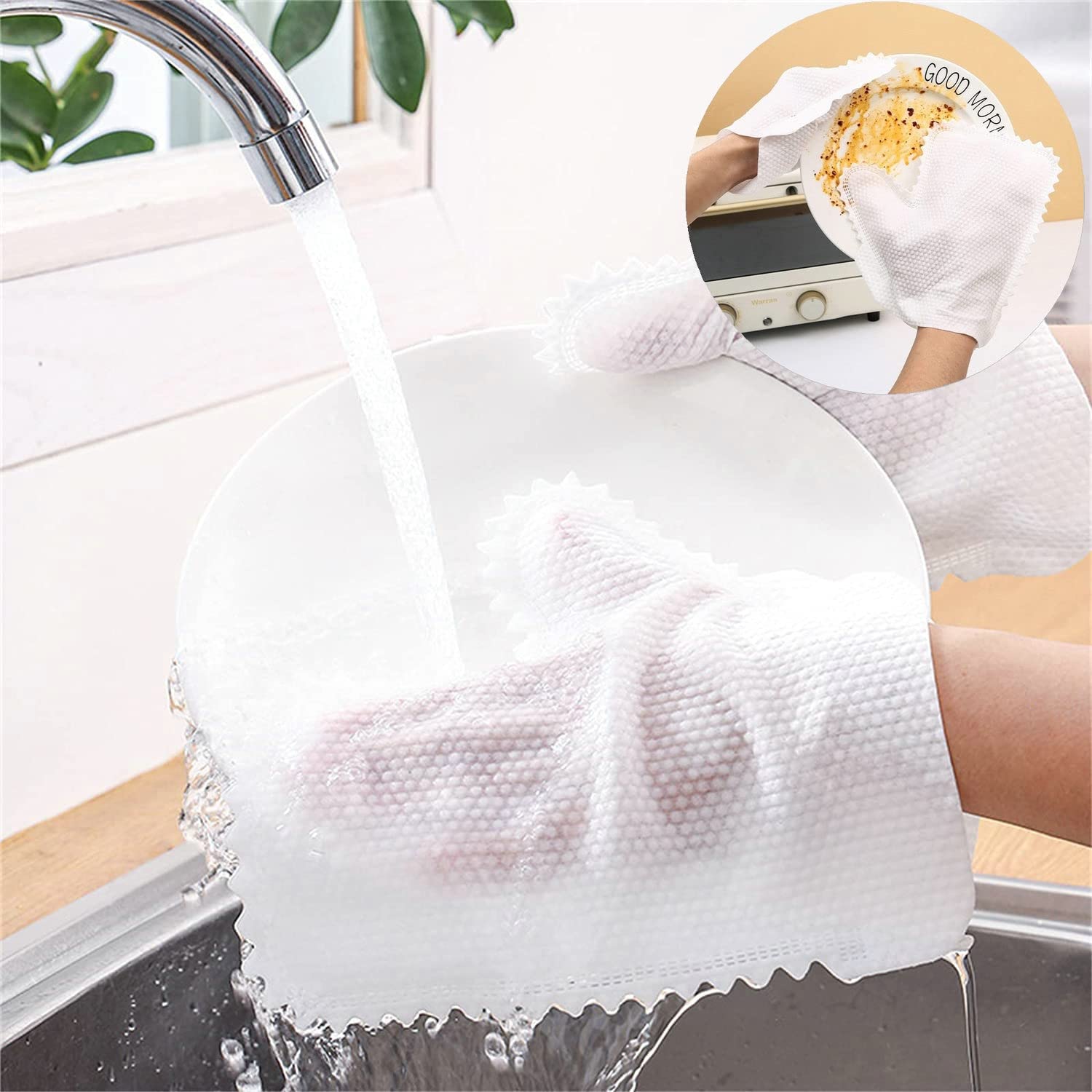 ARAINY Home Disinfection Dust Removal Gloves Microfiber Dusting Gloves 50PC Non-woven Fish Scale Diposible Cleaning Gloves Duster for Car Truck