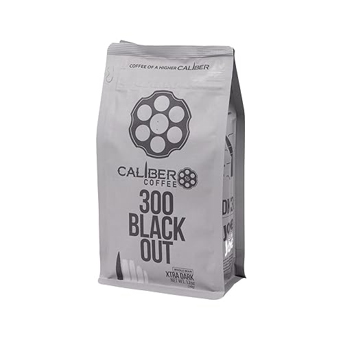 Caliber Coffee 300 Blackout, Ground Dark Roast - Bold, Caramel, Sweet Finish, Red Fruit Flavors - 100% Artisan Roasted Arabica Coffee - Small-Batch