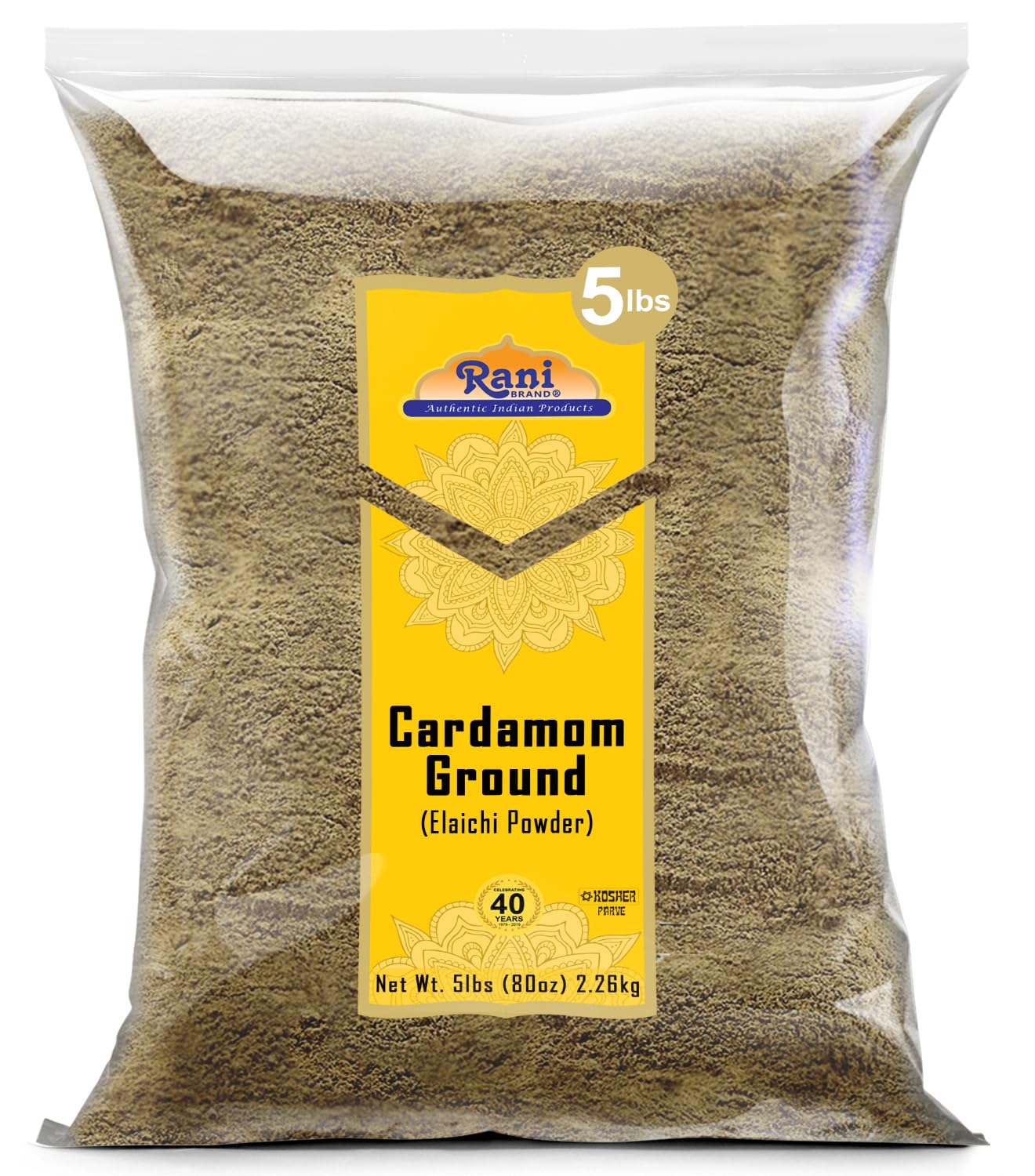 Rani Cardamom (Elachi) Ground, Powder Indian Spice 80oz (5lbs) 2.27kg Bulk ~ All Natural | No Color Added | Gluten Friendly | Vegan | NON-GMO | Kosher