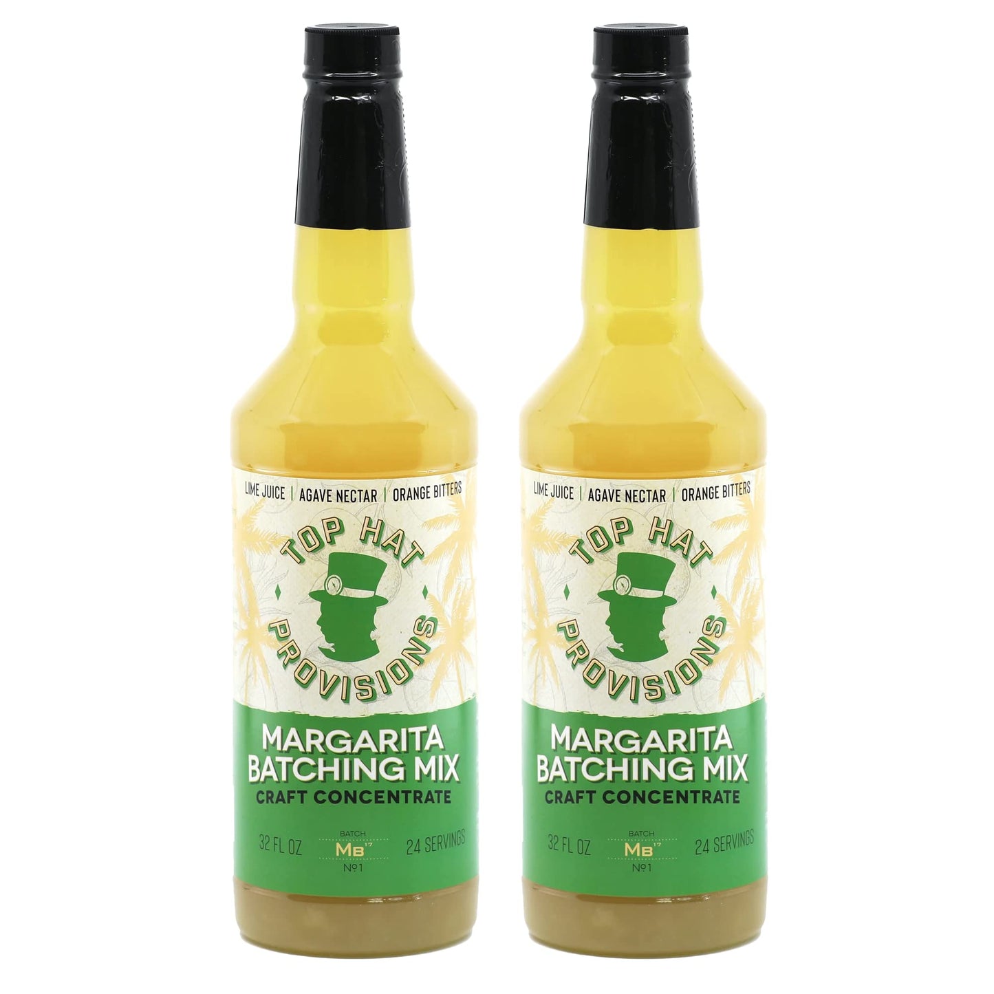 Top Hat Agave Margarita Batching Mix & Frozen Margarita Concentrate - Handcrafted with Organic Agave Nectar & Lime Juice - Batch Margaritas on Draft