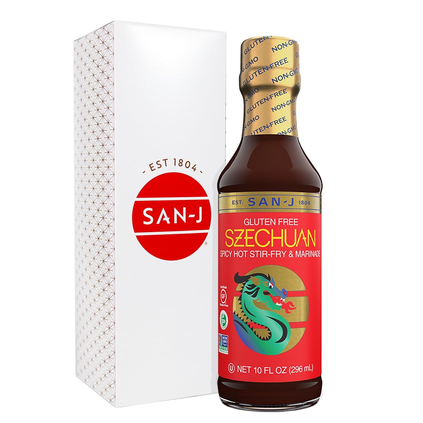 San-J Gluten Free Szechuan Cooking Sauce - Szechuan Sauce, Szechuan Dipping Sauce, Hot & Spicy Marinade & Stir Fry Sauce, Kosher, Non-GMO, No
