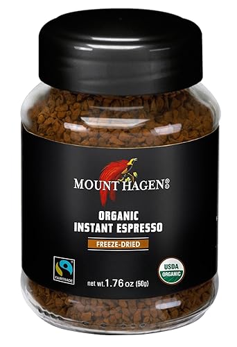 Mount Hagen Instant Espresso Coffee, Eco-friendly Organic Espresso Coffee Made From Medium Roast Arabica Beans, Freeze Dried Instant Coffee