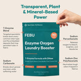 FEBU Enzyme Oxygen Laundry Booster | 7-Enzymes Including DNase | Odor Eliminator & Stain Remover for Sweat, Pet & Musty Odors | Concentrated Powder