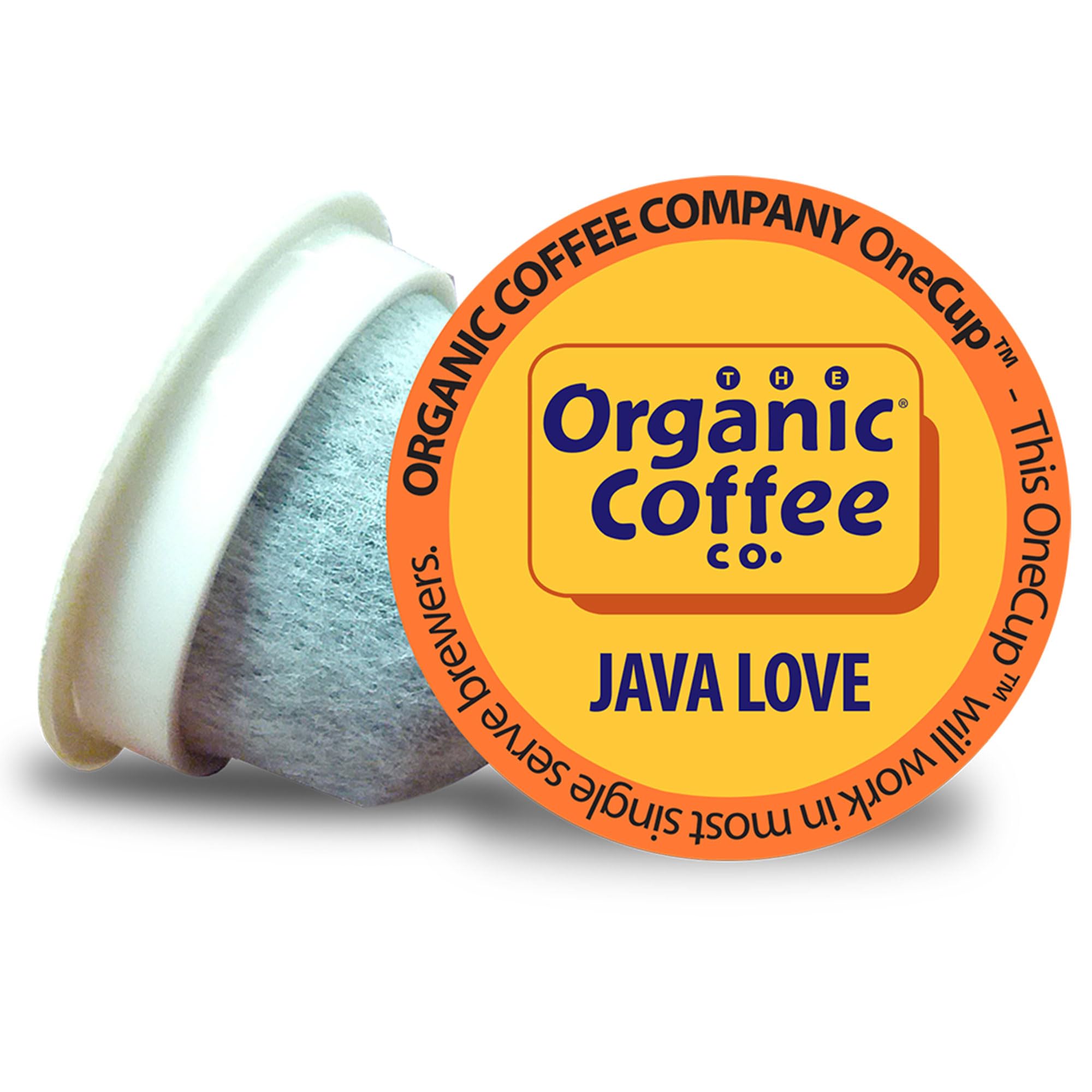 The Organic Coffee Company Java Love OneCup - 12 Count Compostable Pods - Medium Light Roast Arabica Coffee - Compatible with most Keurig K-Cup